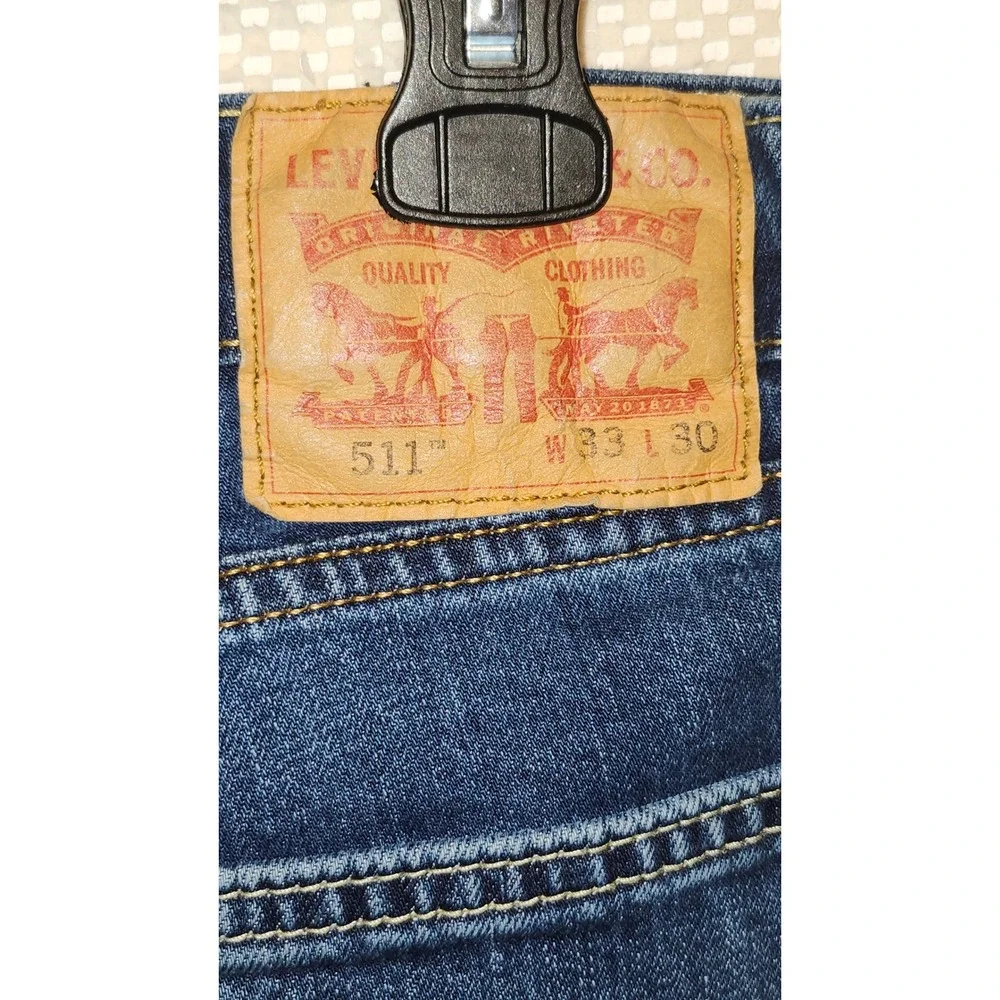 VTG Levis 511 Slim‎ Fit Jeans Mens 34x30 Medium Wash Blue Denim Great Fade
